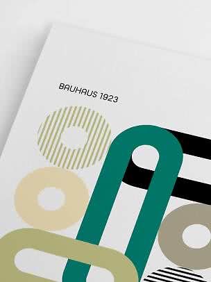 Bauhaus 1923 Poster mit abstrakten geometrischen Formen in Grün, Schwarz und Beige