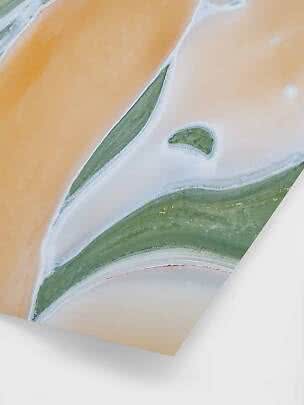 Abstract art print with soft beige, white and green shapes in a flowing pattern