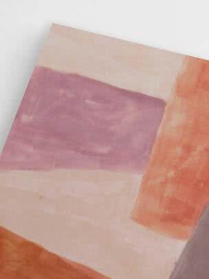 Affiche abstraite aux aplats doux roses, violets et terracotta