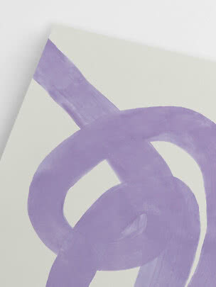Abstract art print with broad purple brushstrokes on a light background