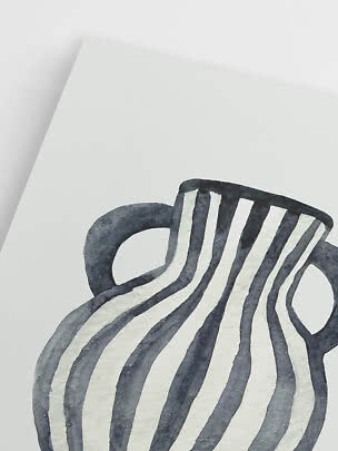 Abstrakt sort-hvid vaseillustration på hvid baggrund