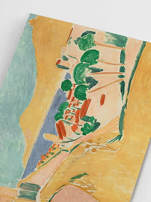 Pintura abstracta con campos amarillos, formas verdes y zonas azules en suaves pinceladas