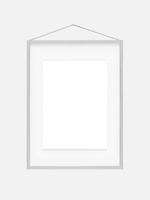 White picture frame with mat border and hanging cord
