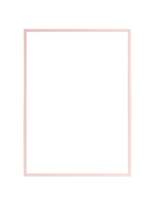 Specchio rettangolare con cornice rosa e angoli smussati