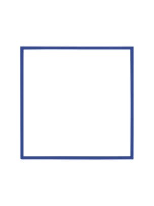 Cornice quadrata in blu vista frontalmente, con un passepartout bianco che incornicia l’apertura
