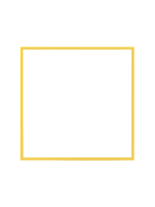 Cornice quadrata in giallo vista frontalmente, con un passepartout bianco che incornicia l’apertura