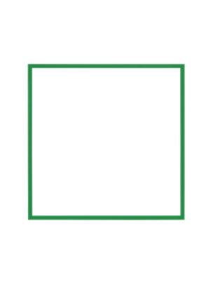 Cornice quadrata in verde vista frontalmente, con un passepartout bianco che incornicia l’apertura