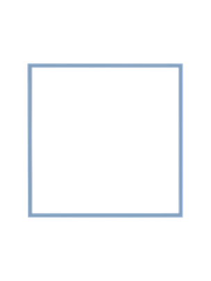 Cornice quadrata in azzurro cielo vista frontalmente, con un passepartout bianco che incornicia l’apertura