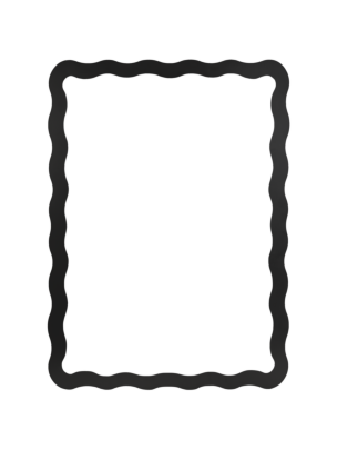 Miroir rectangulaire noir avec cadre ondulé