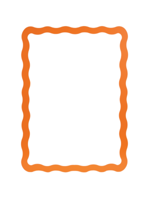 Rektangulært spejl med bølget orange ramme
