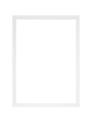 White picture frame with wide profiled border and mount, front view