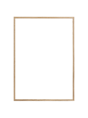 Vertical wall mirror with light wood frame and beveled edges