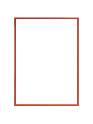 Rectangular mirror with red frame on a light background