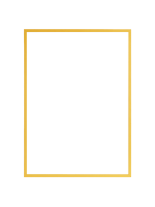 Rectangular wall mirror with gold-colored frame, front view on black background