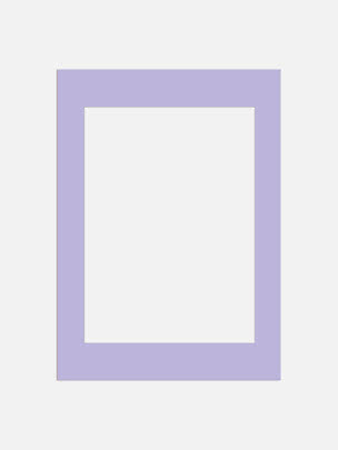 Light purple mat frame with rectangular white opening