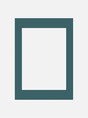 Dark teal rectangular mat frame with a large white center