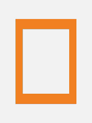 Orange mat board with rectangular cutout on a light background