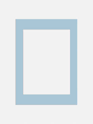 Light blue rectangular picture frame with wide border and white center
