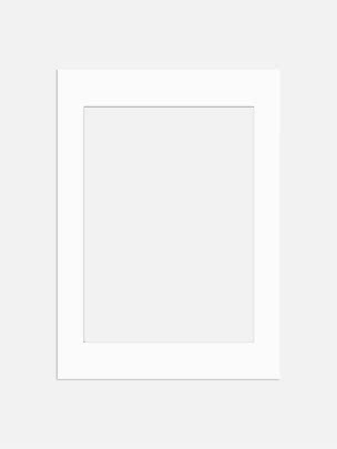 White mat board frame for photo or poster on a light background