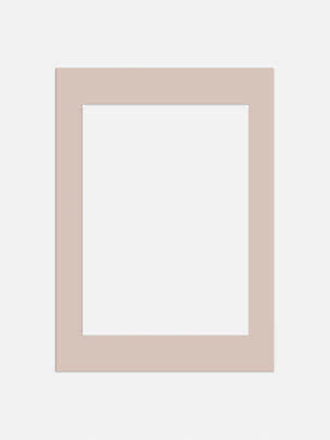 Beige mat board with rectangular opening on white background