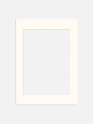 Simple cream-colored mat frame with rectangular opening on a light gray background