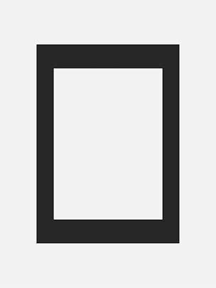 Black rectangular picture frame with wide border on a light background