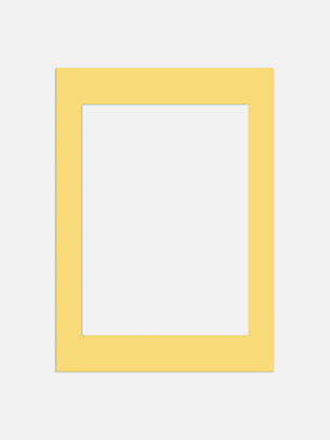 Yellow rectangular mat frame with large opening on a light background