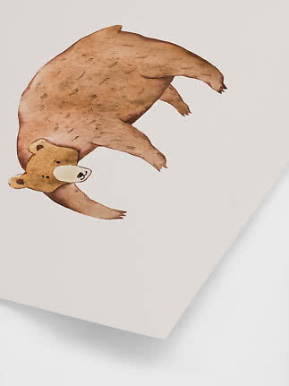 Watercolor illustration of a brown bear on a white background