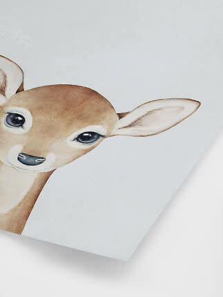 Aquarellillustration eines Rehkitzes auf hellem Papier