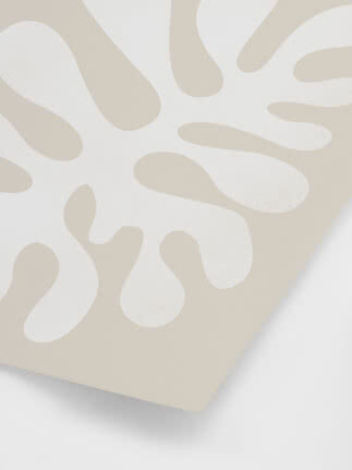 Poster beige con motivo organico astratto bianco