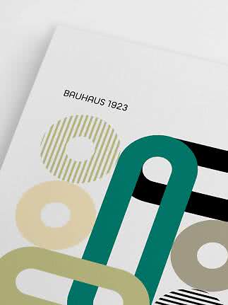 Bauhaus 1923 Poster mit abstrakten geometrischen Formen in Grün, Schwarz und Beige