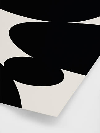 Abstraktes schwarz-weißes Poster mit organischen, geschwungenen Formen