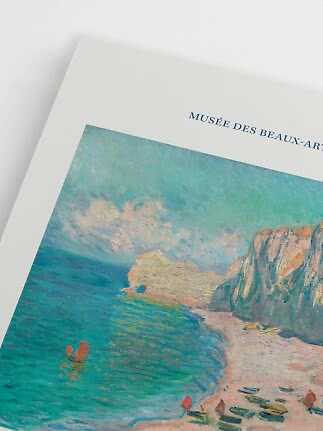 Poster with coastal painting in blue and turquoise tones and "Musée des Beaux-Arts" at the top