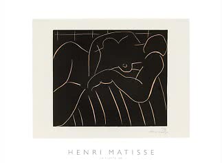 Henri Matisse plakat med sort stregtegning af en hvilende kvinde på lys baggrund