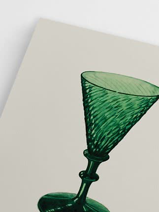 Illustration eines grünen Glases auf weißem Papier