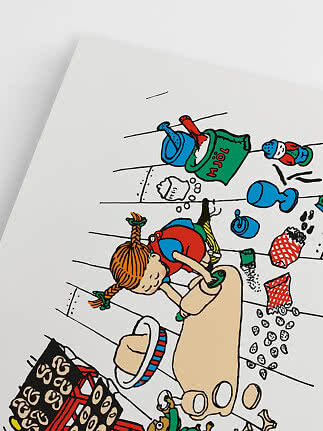 Ilustracja dziewczynki wlewającej wodę do foremki wśród zabawek i rzeczy plażowych