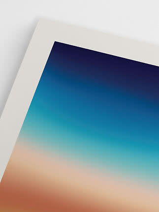 Abstract poster with blue to turquoise and beige gradient on a white background
