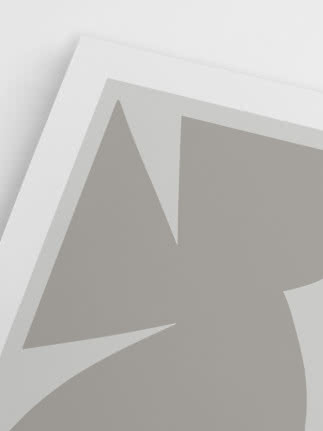 Abstraktes Poster mit geometrischen Formen in Hellgrau und Weiß