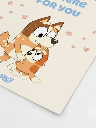 Illustration of two cartoon dogs hugging, with small stars on a light background
