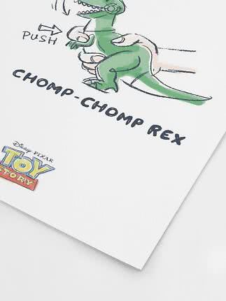 Weißer Artikel mit Disney Pixar Toy Story Rex-Print und dem Text "Chomp-Chomp Rex"