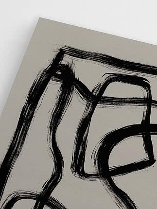 Schuine close-up van de ongelijste print met de strepen blanke ondergrond in elke streek en de gerafelde lijneinden