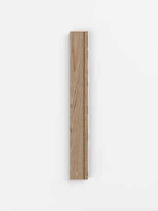 Vertical wooden handle in light oak on a white background