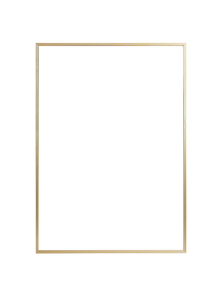 Rectangular mirror with beveled edges and a slim light wood frame