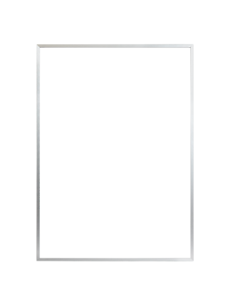 Rectangular wall mirror with beveled edges and a silver frame