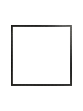 Cornice quadrata in nero vista frontalmente, con un passepartout bianco che incornicia l’apertura