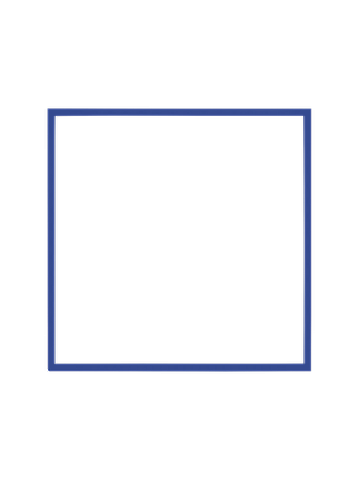 Cornice quadrata in blu vista frontalmente, con un passepartout bianco che incornicia l’apertura