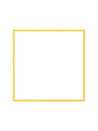 Cornice quadrata in giallo vista frontalmente, con un passepartout bianco che incornicia l’apertura