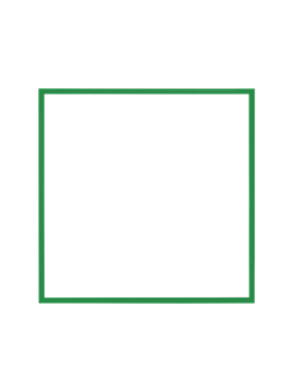 Cornice quadrata in verde vista frontalmente, con un passepartout bianco che incornicia l’apertura