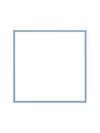 Cornice quadrata in azzurro cielo vista frontalmente, con un passepartout bianco che incornicia l’apertura