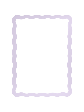 Light purple standing mirror with wavy frame and decorative top